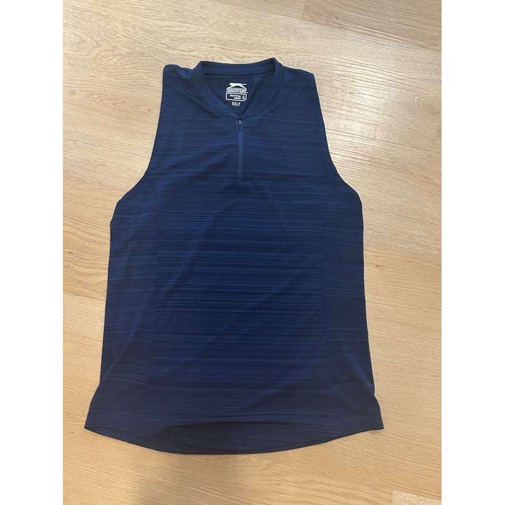 Slazenger Golf Womens Navy Blue Space Dye Quarter Zip Sleeveless Top WSG11250 S